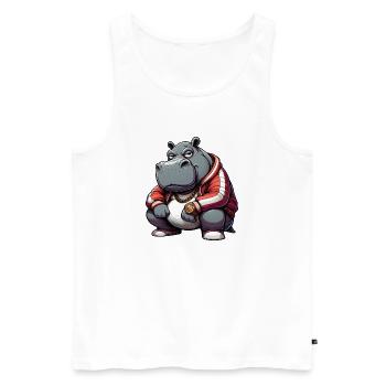 hiphop potame hippopotame - Débardeur bio Premium Homme - blanc - Devant - AI Model Male 178 light (178cm)