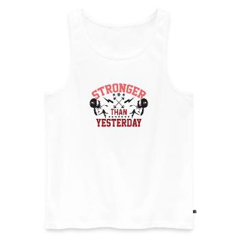 Stärker als gestern - Männer Premium Bio Tank Top - Weiß - Vorne - AI Model Male 178 light (178cm)