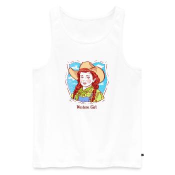 Western Girl Portrait in Pop Comic - Men's Premium Organic Tank Top - white - Front - AI Model Male 178 light (178cm)