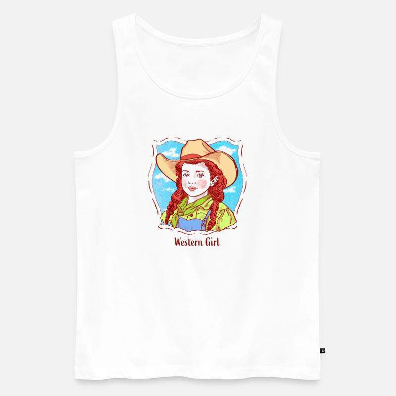 Western-Mädchen Portrait im Pop-Comic - Männer Premium Bio Tank Top - Weiß