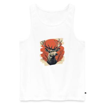 Cerf avec bois - Débardeur bio Premium Homme - blanc - Devant - AI Model Male 178 light (178cm)