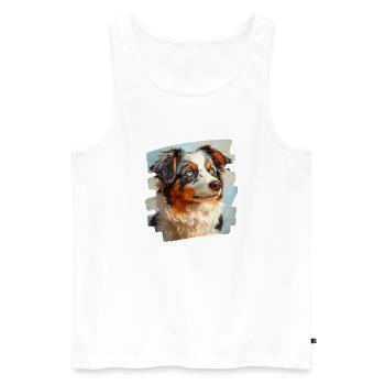 Australian Shepherd - Men's Premium Organic Tank Top - white - Front - AI Model Male 178 light (178cm)