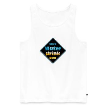 Save Water Drink Beer Shield Design - Men's Premium Organic Tank Top - white - Front - AI Model Male 178 light (178cm)