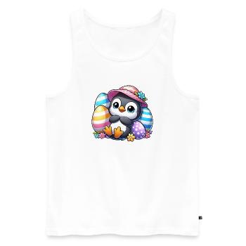 Cute Penguin with Easter Egg Cartoon - Men's Premium Organic Tank Top - white - Front - AI Model Male 178 light (178cm)