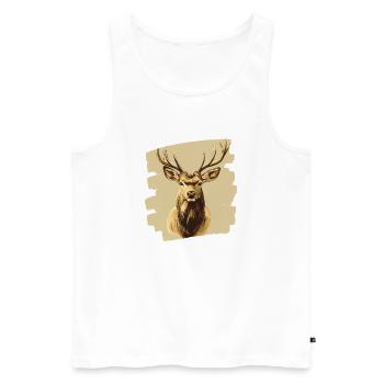 Cerf avec bois - Débardeur bio Premium Homme - blanc - Devant - AI Model Male 178 light (178cm)