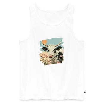 Kuh Bauer - Männer Premium Bio Tank Top - Weiß - Vorne - AI Model Male 178 light (178cm)
