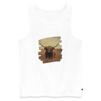 Scottish Highland cattle - Men's Premium Organic Tank Top - white - Front - AI Model Male 178 light (178cm)