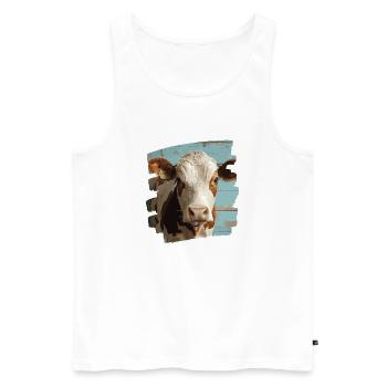 Kuh Bauer - Männer Premium Bio Tank Top - Weiß - Vorne - AI Model Male 178 light (178cm)
