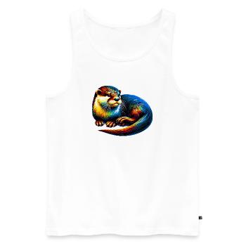 Otter - Männer Premium Bio Tank Top - Weiß - Vorne - Michal (187cm)