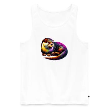 Otter - Männer Premium Bio Tank Top - Weiß - Vorne - Michal (187cm)