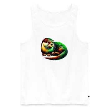 Otter - Men's Premium Organic Tank Top - white - Front - Michal (187cm)