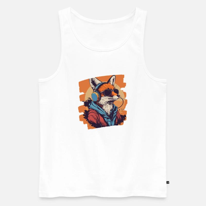 Fuchs Kopfhörer - Männer Premium Bio Tank Top - Weiß