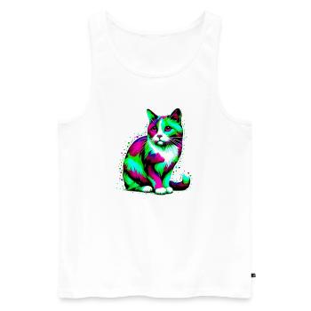 Chat - Débardeur bio Premium Homme - blanc - Devant - Michal (187cm)
