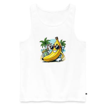 Banane détendue - Débardeur bio Premium Homme - blanc - Devant - AI Model Male 178 light (178cm)