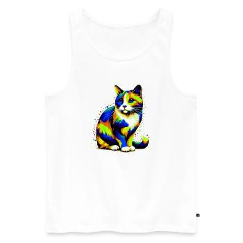 Cat - Men's Premium Organic Tank Top - white - Front - Michal (187cm)