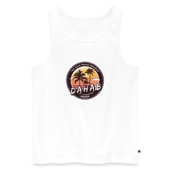 Dahab Égypte Vintage Palmiers Design - Débardeur bio Premium Homme - blanc - Devant - AI Model Male 178 light (178cm)