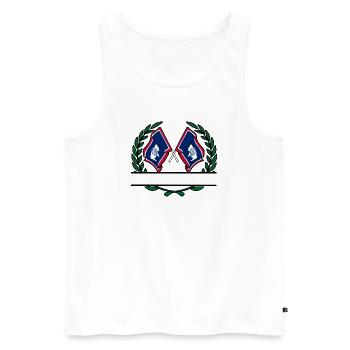Drapeaux USA Wyoming laurier couronne bannière - Débardeur bio Premium Homme - blanc - Devant - Michal (187cm)