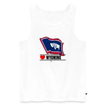 Flag Wyoming in the heart of WYOMING - Men's Premium Organic Tank Top - white - Front - Michal (187cm)