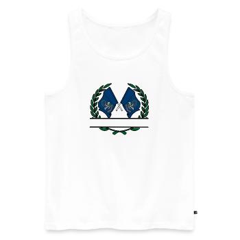 USA North Dakota Laurel Wreath Flag Banner - Men's Premium Organic Tank Top - white - Front - Michal (187cm)