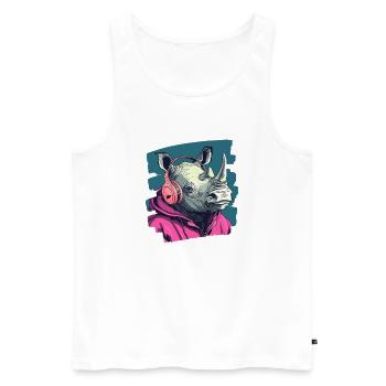 Nashorn - Männer Premium Bio Tank Top - Weiß - Vorne - AI Model Male 178 light (178cm)