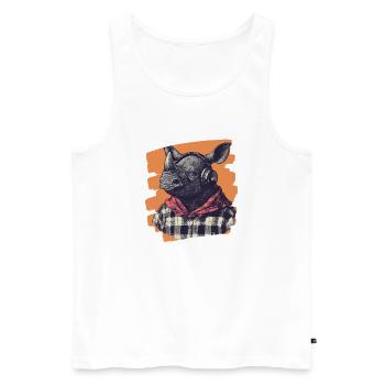 Nashorn - Männer Premium Bio Tank Top - Weiß - Vorne - AI Model Male 178 light (178cm)