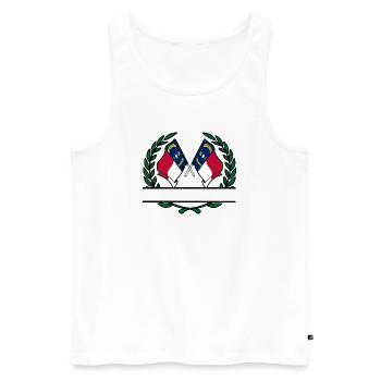 Drapeaux USA Caroline du Nord laurier couronne bannière - Débardeur bio Premium Homme - blanc - Devant - Michal (187cm)