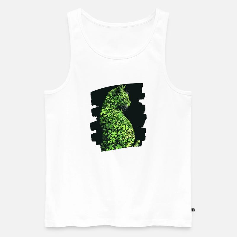 St. Patricks day Katze - Männer Premium Bio Tank Top - Weiß