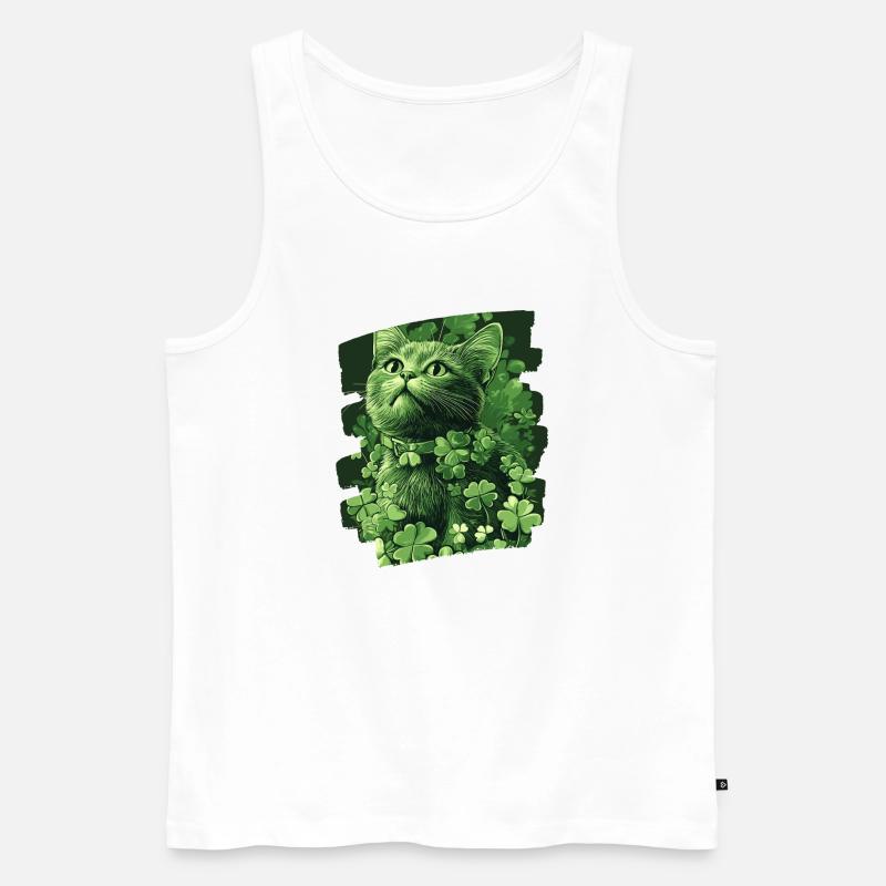 St Patricks day Katze - Männer Premium Bio Tank Top - Weiß