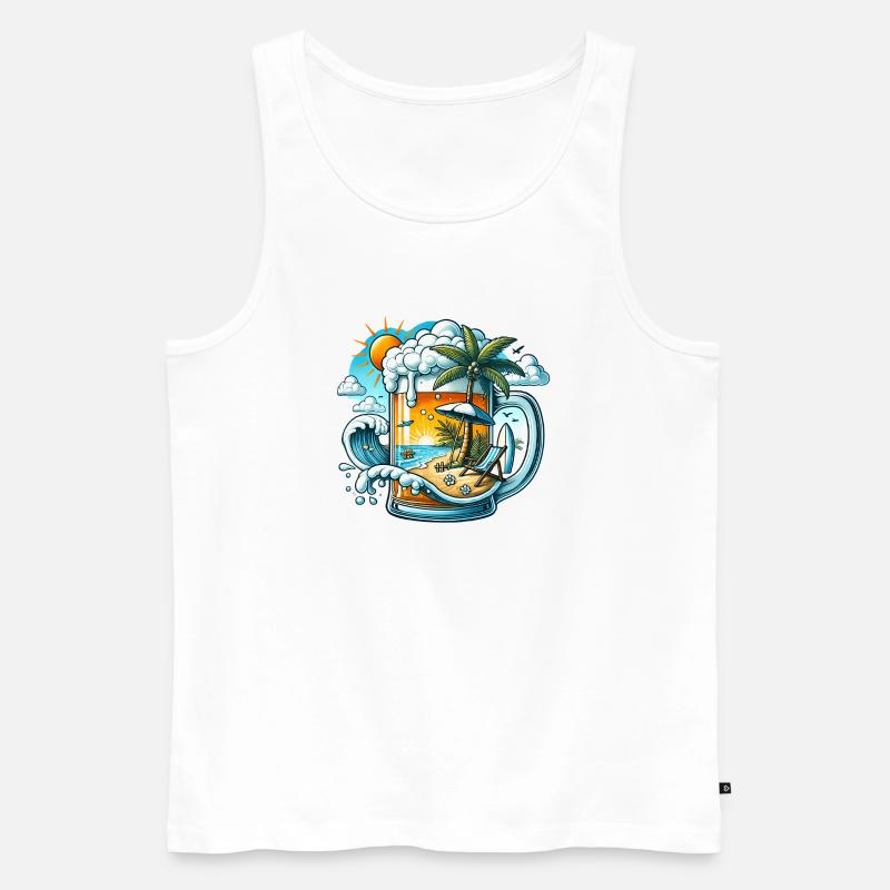 Bier & Strand – Der perfekte Urlaub - Männer Premium Bio Tank Top - Weiß