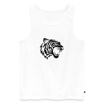 Tigre tribal noir - Débardeur bio Premium Homme - blanc - Devant - Michal (187cm)