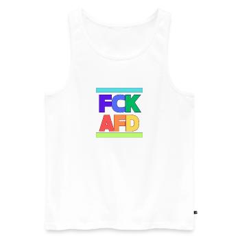 FCK AFD - Männer Premium Bio Tank Top - Weiß - Vorne - AI Model Male 178 light (178cm)