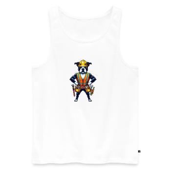 Bostie Bauarbeiter - Männer Premium Bio Tank Top - Weiß - Vorne - AI Model Male 178 light (178cm)