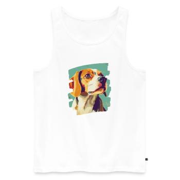 Beagle - Männer Premium Bio Tank Top - Weiß - Vorne - AI Model Male 178 light (178cm)