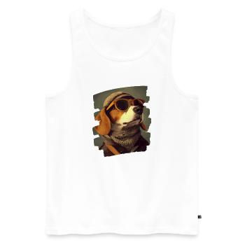 Beagle - Männer Premium Bio Tank Top - Weiß - Vorne - AI Model Male 178 light (178cm)