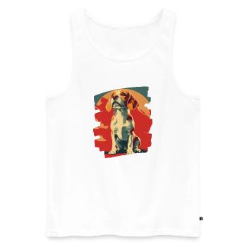Beagle - Männer Premium Bio Tank Top - Weiß - Vorne - AI Model Male 178 light (178cm)