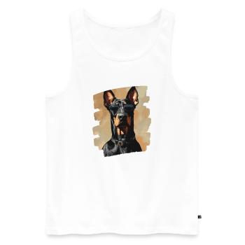 Dobermann - Männer Premium Bio Tank Top - Weiß - Vorne - AI Model Male 178 light (178cm)