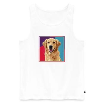 Dog - Golden Retriever - Männer Premium Bio Tank Top - Weiß - Vorne - Michal (187cm)