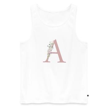 A Monogram, Floral, Personalizable - Men's Premium Organic Tank Top - white - Front - AI Model Male 178 light (178cm)