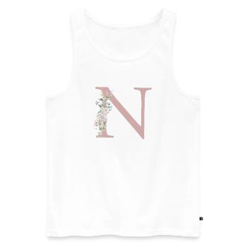 N Monogramme, Floral, Personnalisable - Débardeur bio Premium Homme - blanc - Devant - AI Model Male 178 light (178cm)