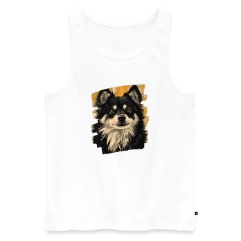 Finnischer Lapphund - Männer Premium Bio Tank Top - Weiß - Vorne - AI Model Male 178 light (178cm)