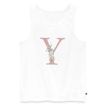 Y Monogram, Floral, Personnalisable - Débardeur bio Premium Homme - blanc - Devant - AI Model Male 178 light (178cm)