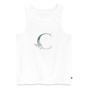 C Monogramm, Floral, personalisierbar - Männer Premium Bio Tank Top - Weiß - Vorne - Michal (187cm)