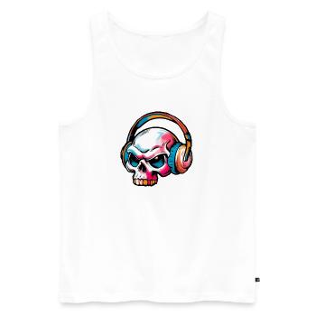 Colored Skull Illustration - Men's Premium Organic Tank Top - white - Front - Michal (187cm)