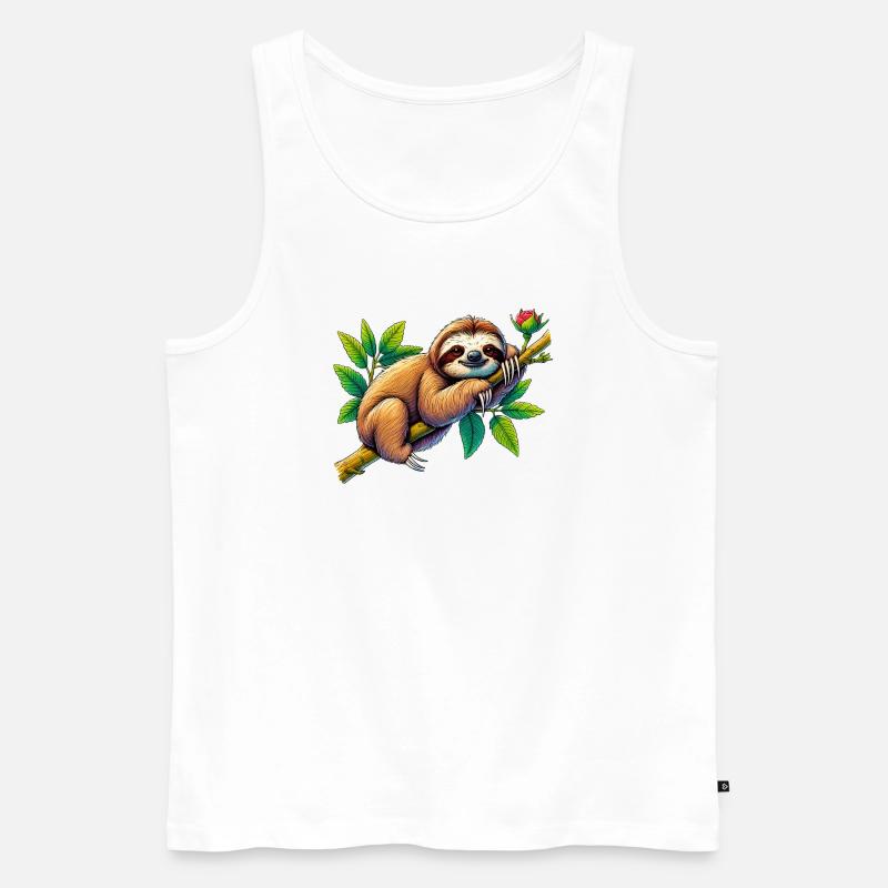 Faultier - Männer Premium Bio Tank Top - Weiß