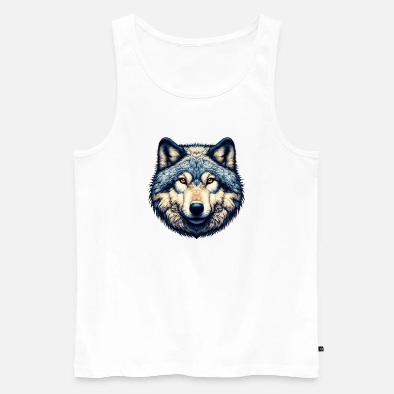 Wolf - Männer Premium Bio Tank Top - Weiß