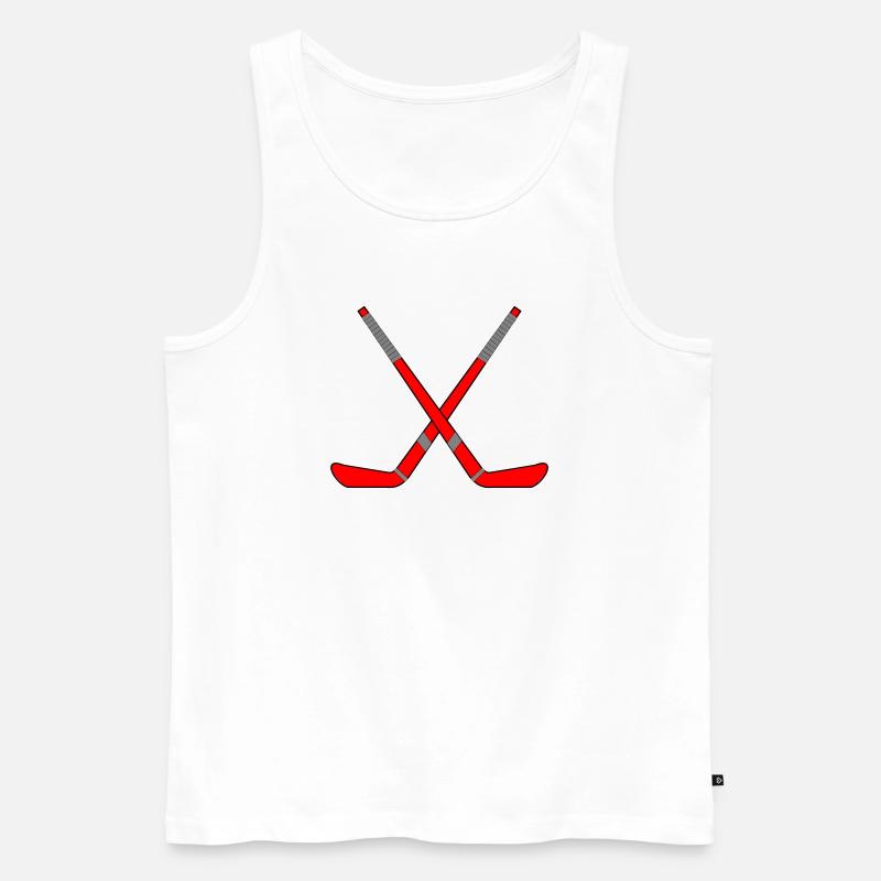 Gekreuzte Eishockeyschläger - Männer Premium Bio Tank Top - Weiß