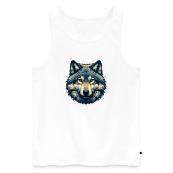 Wolf - Men's Premium Organic Tank Top - white - Front - Michal (187cm)