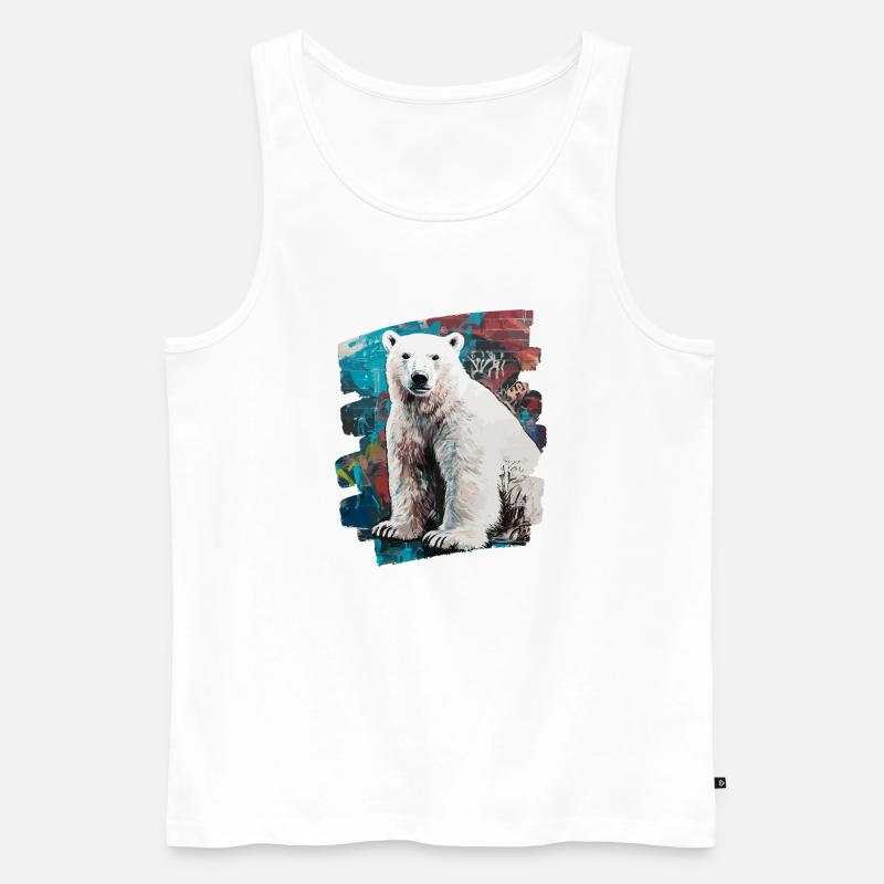 Eisbär Graffiti Sprayer - Männer Premium Bio Tank Top - Weiß