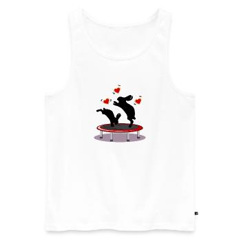 LAPIN DE PÂQUES LAPIN TRAMPOLINE COEURS DE PÂQUES - Débardeur bio Premium Homme - blanc - Devant - Michal (187cm)