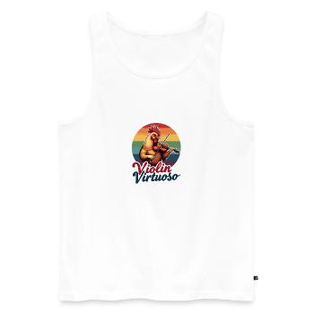 Violin Virtuoso Chicken with Violin Retro - Men's Premium Organic Tank Top - white - Front - Michal (187cm)